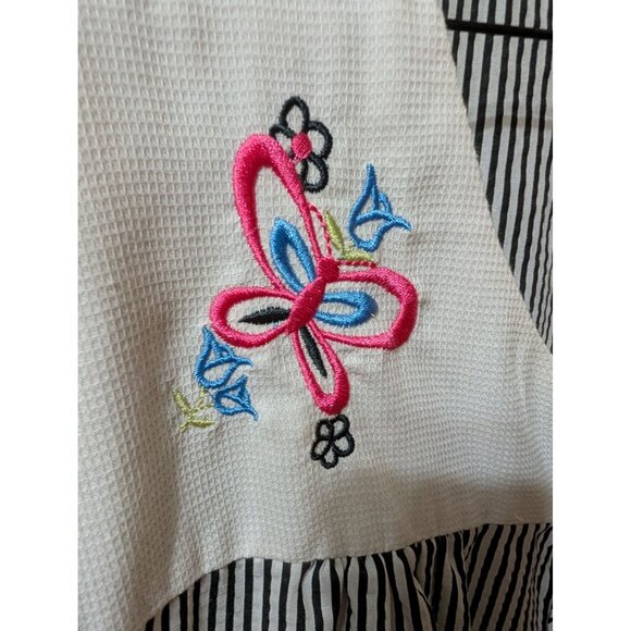 Anthony Richards Embroidered Butterfly Striped Snap Front House Dress 1X - Picture 5 of 8